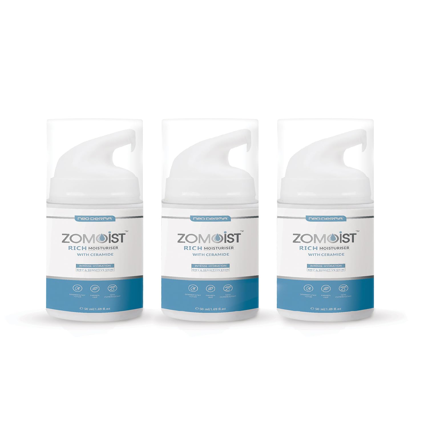 NeoDerma Zomoist Rich Ceramides Moisturizer with Hyaluronic for